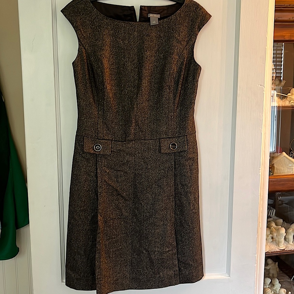 Ann Taylor herringbone pattern jumper dress